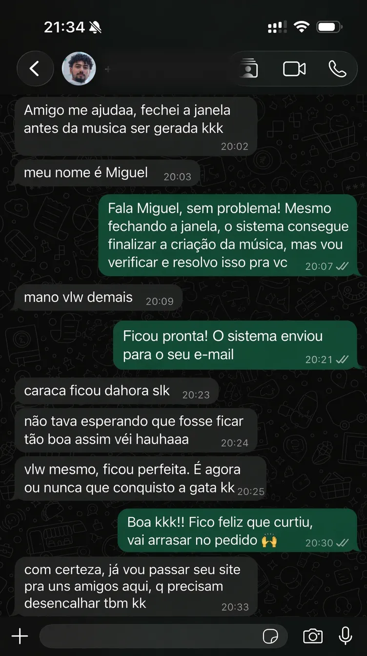 Print de depoimento de cliente TeCantei